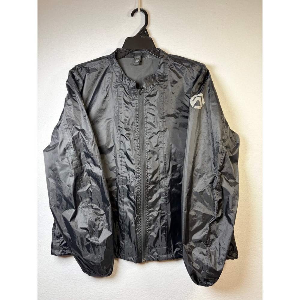 REAX Windbreaker Jacket Womens 2XL Black Motorcycle Full Zip Reflective Logo EUC
